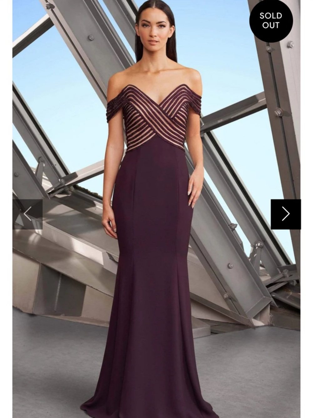 Alexander By Daymor - Evening Gown Crisscross Stripe Ornate Off Shoulder View 5